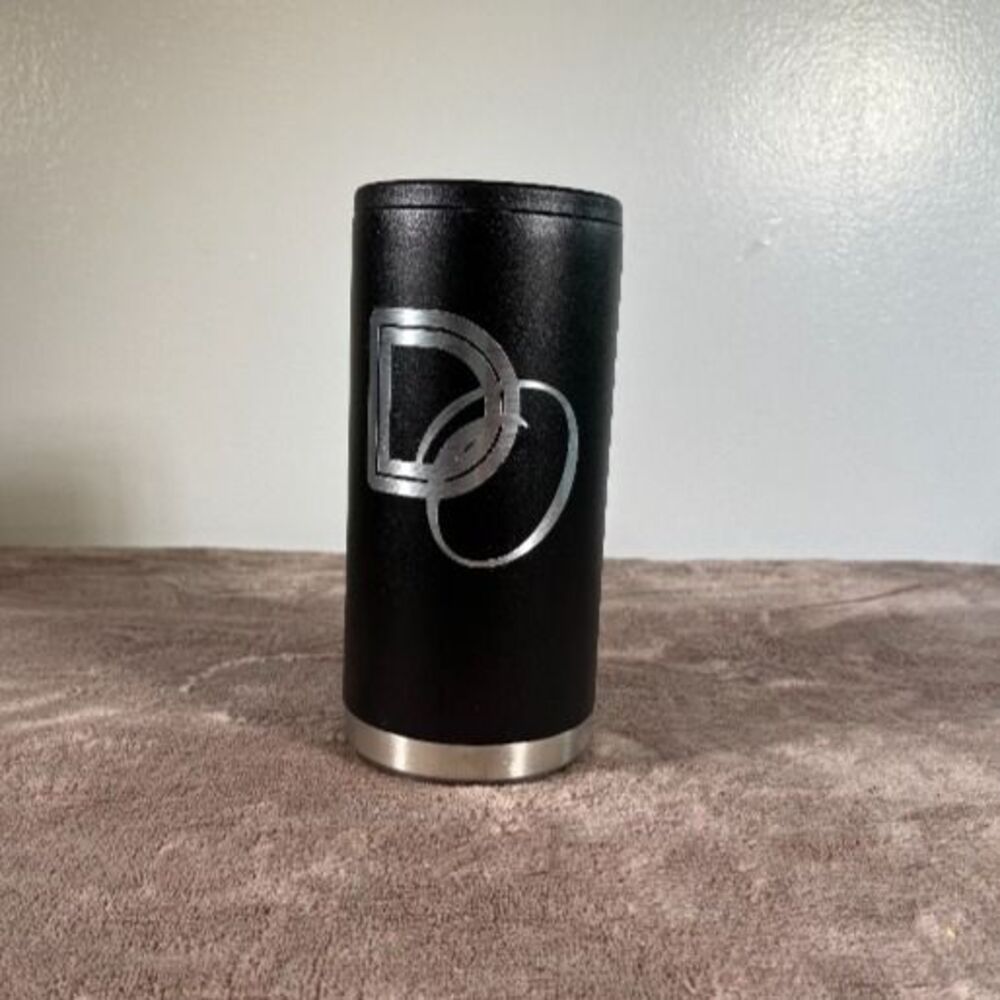 Maars Insulated Skinny Can Cooler Black Stainless Steel Drink Holder w/ Screw To